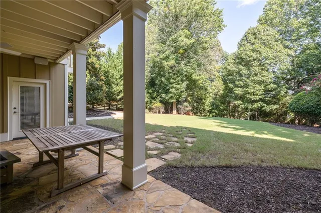 a view of a lake with a mountain in the background