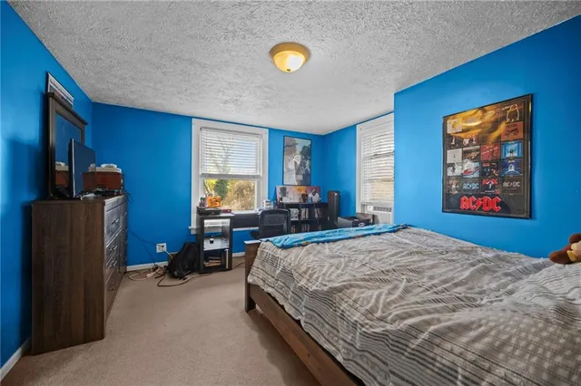 a bedroom with a bed and dresser