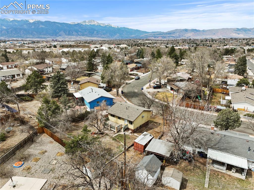 4127 Bent Drive Colorado Springs, CO 80909 - Photo 36 of 41 an aerial view of residential house with outdoor space