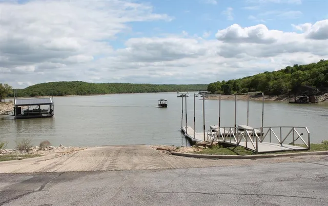 a view of a lake with a nearby beach