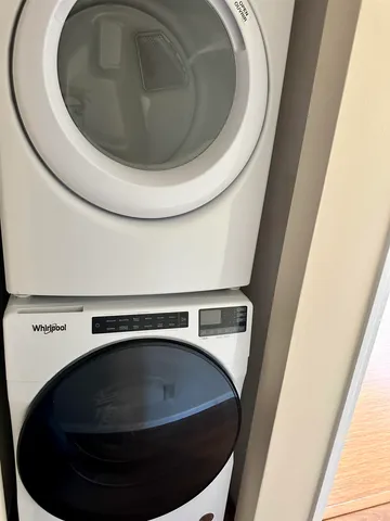 a utility room with a washer and dryer