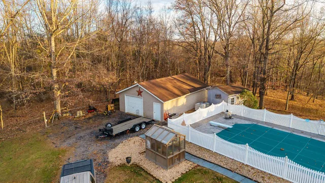 a view of a patio with a yard