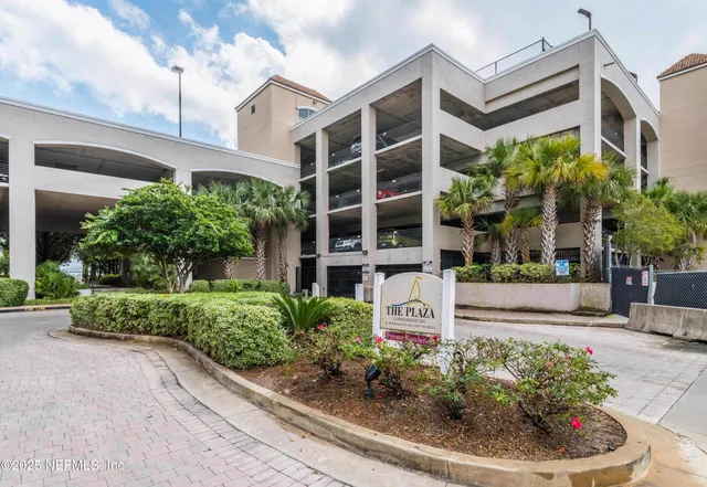 a view of a building with garden