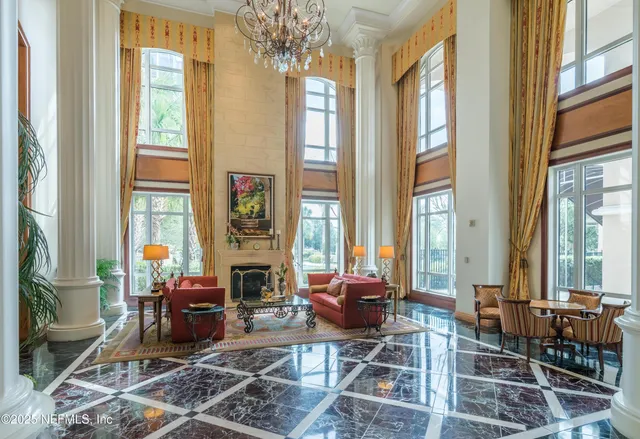 a living room filled with furniture