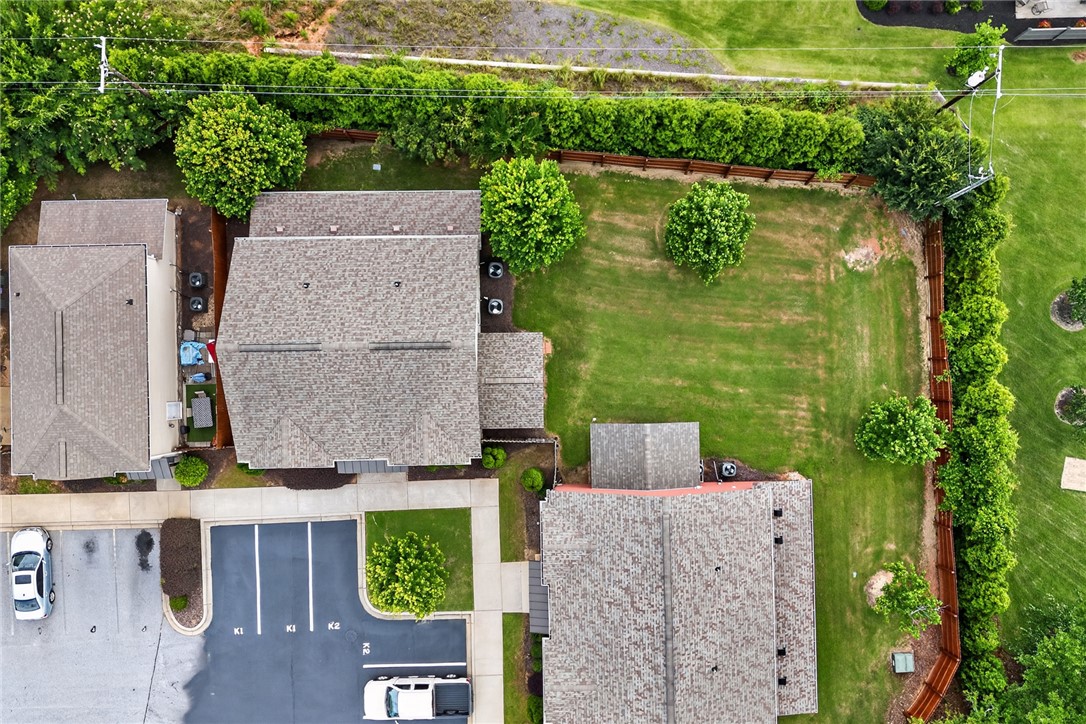 235 Pendleton Road, Unit K1 Clemson, SC 29631 - Photo 41 of 49 An aerial perspective reveals a well-maintained property with ample yard space and surrounding greenery.