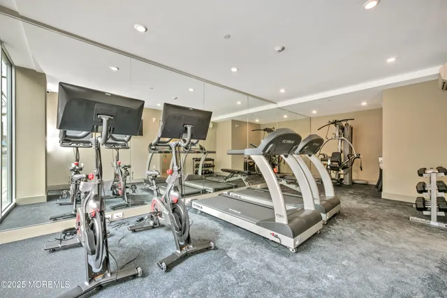 a view of a room with gym equipment