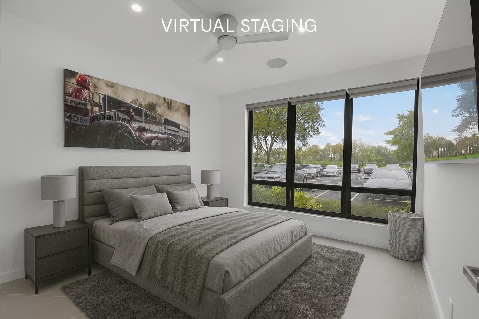 7847 Lakeside Boulevard, Unit 1014 Boca Raton, FL 33434 - Photo 27 of 53 a bedroom with a large bed and a balcony next to a window