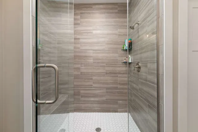 a bathroom with a shower