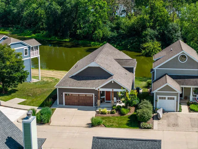 an aerial view of a house