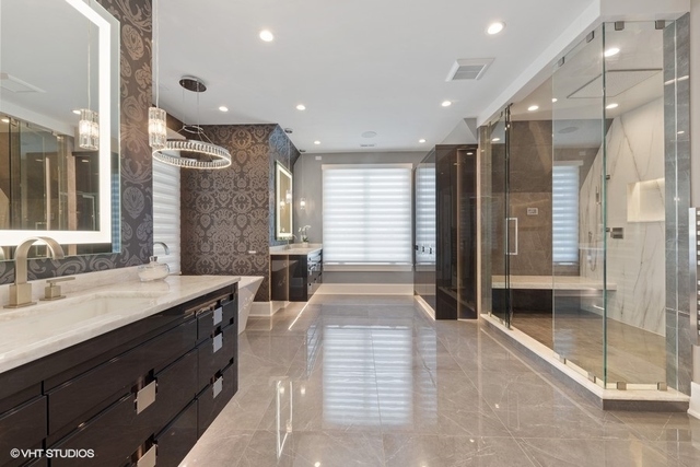 744 Taft Road Hinsdale, IL 60521 - Photo 27 of 37 a bathroom with a sink shower and a mirror