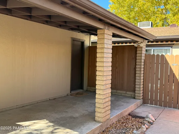 a view of wooden door