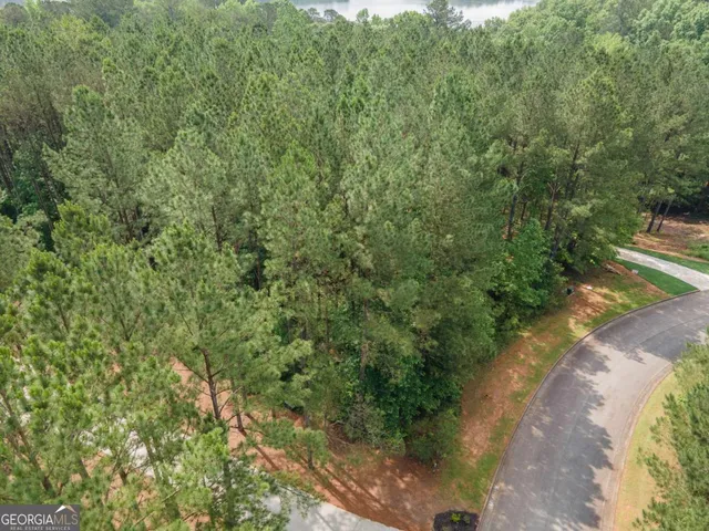 a view of a lake with a yard
