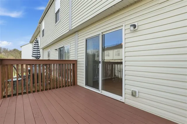 a view of wooden balcony