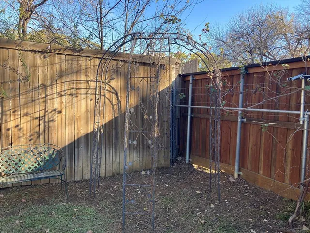 a view of a wooden bench