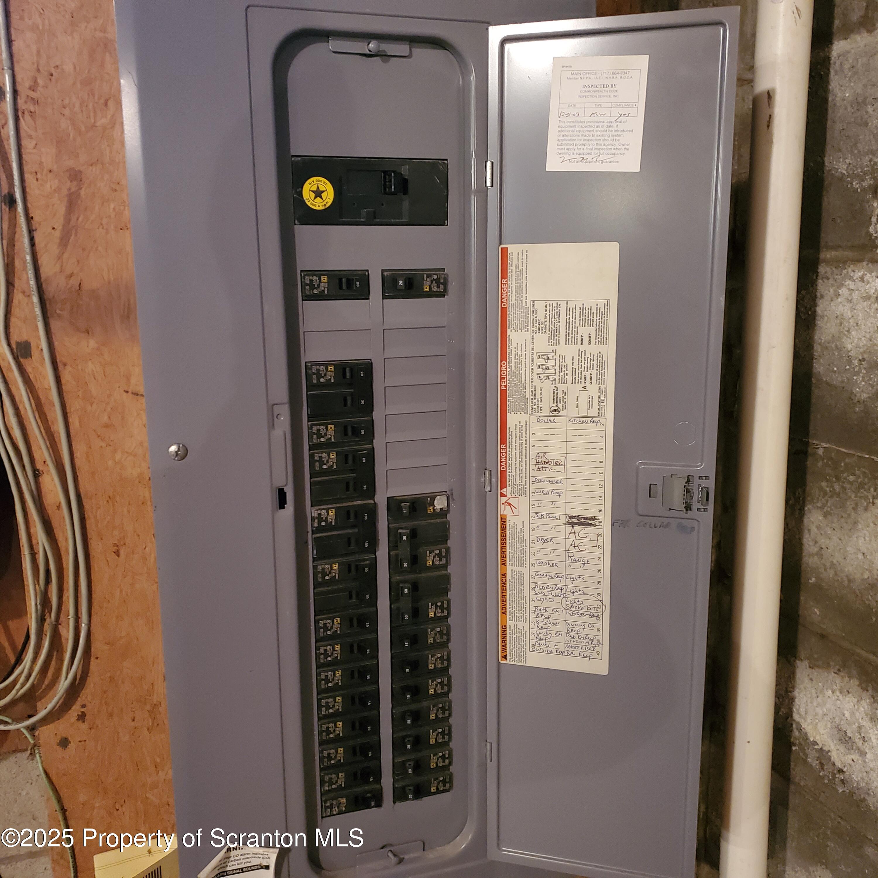 100 Wescott Road New Milford, PA 18834 - Photo 28 of 39 Circuit breaker box in basement
