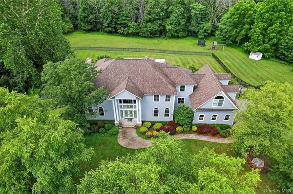 an aerial view of a house