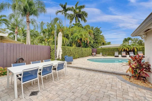 a view of a chairs and table in the patio