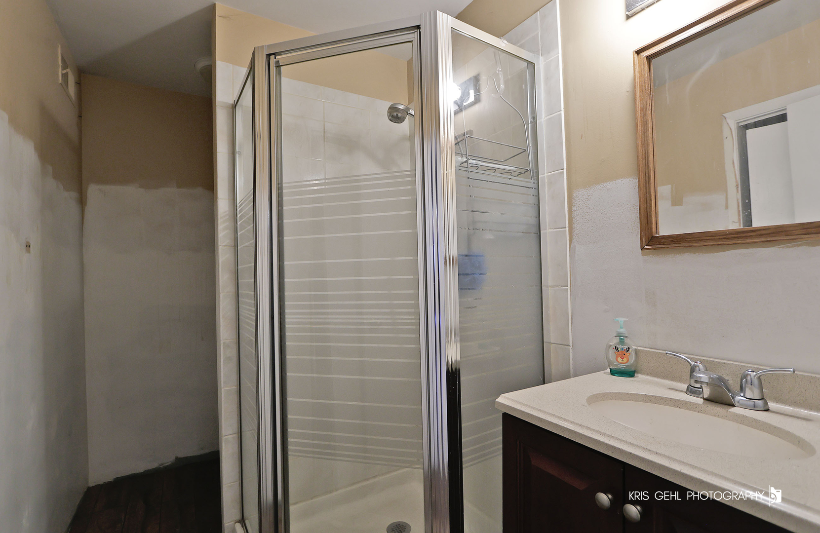 33312 North Lone Rock Road Grayslake, IL 60030 - Photo 21 of 25 a bathroom with a sink vanity granite shower and a mirror