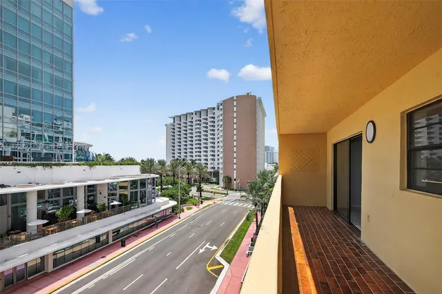 a view of a balcony with double vanity