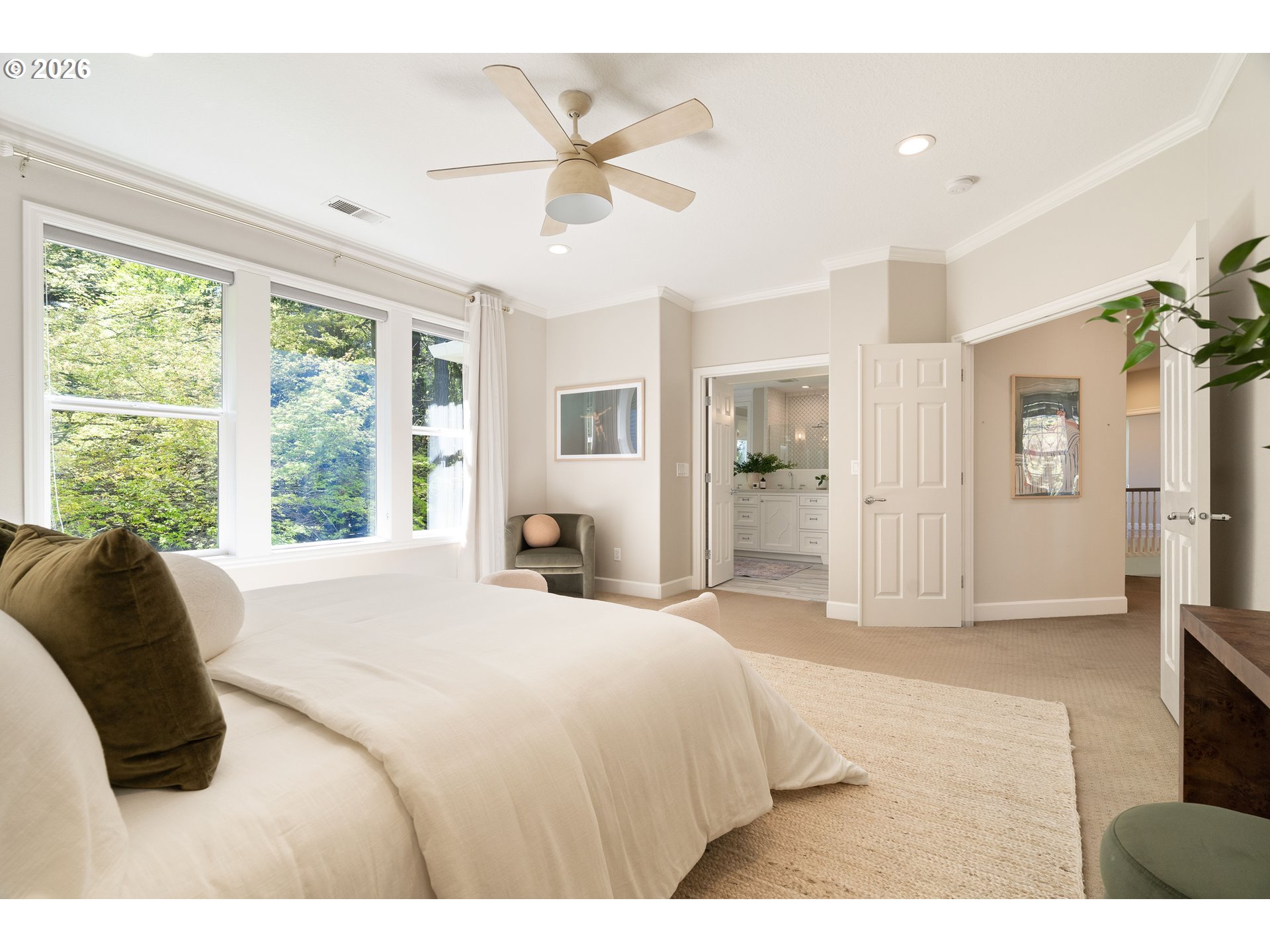 14401 Southeast Summit Court Clackamas, OR 97015 - Photo 21 of 47 a bedroom with a bed and a large window