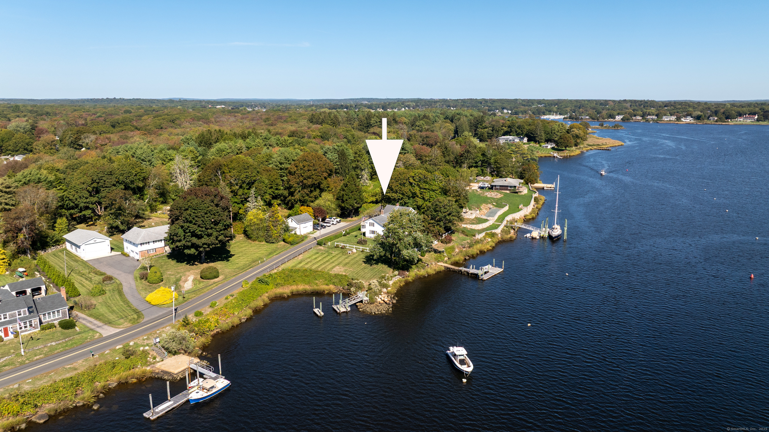 417 River Road Stonington, CT 06379 - Photo 37 of 39 an aerial view of a house with a ocean view