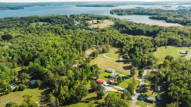 a view of a lake with a house