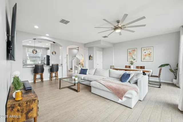 a living room with furniture