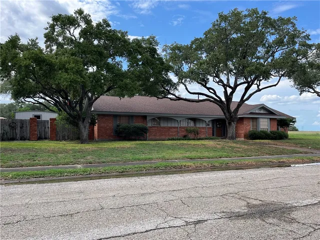 a tree in front of a house with a large tree