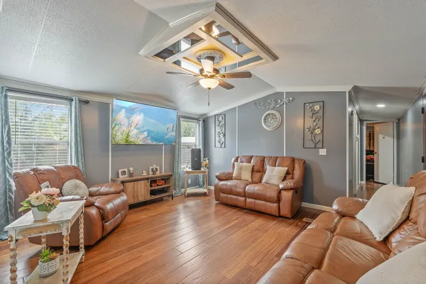 a living room with furniture