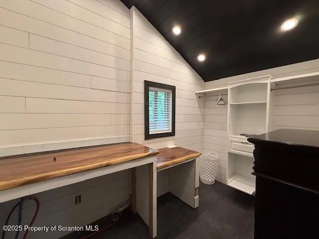 a room with table and window