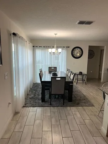 an outdoor space with furniture