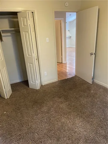 an empty room with a door