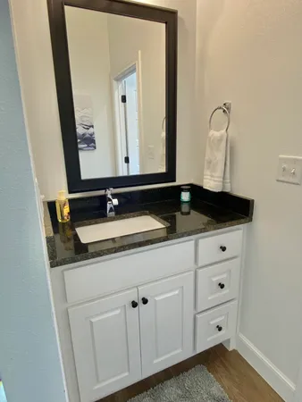 a bathroom with a bathtub