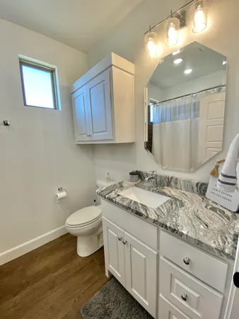 a bathroom with a bathtub