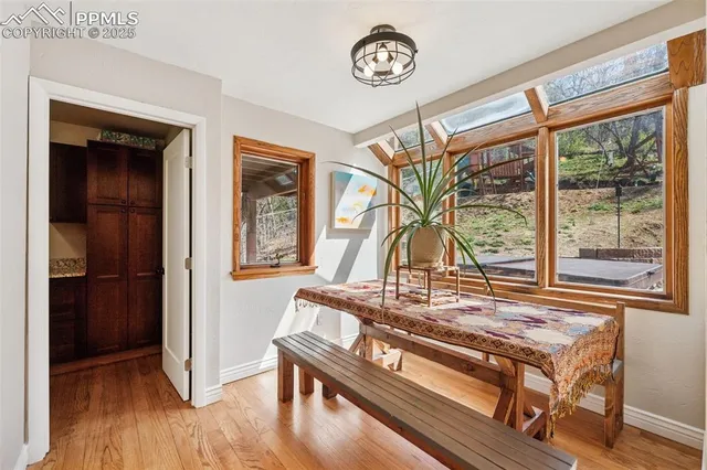 a living room with a large window