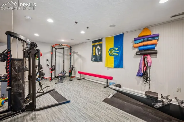 a view of a room with gym equipment