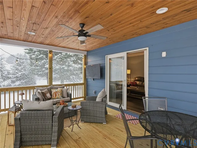 a balcony with furniture