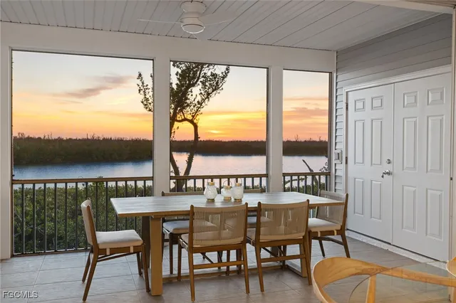 a view of a chairs and table in patio