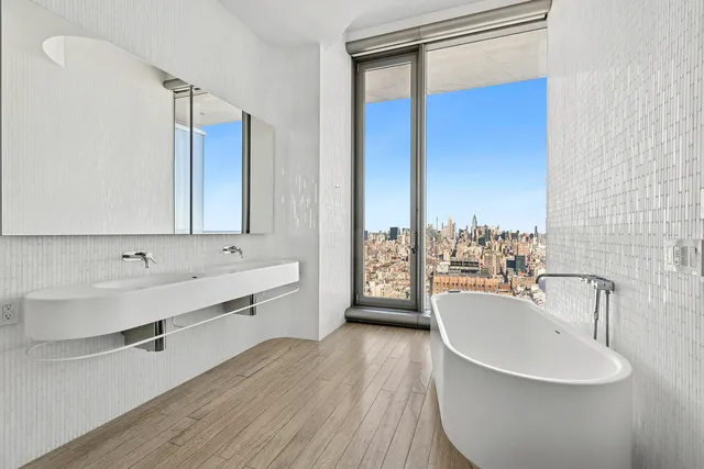 a living room with a large window