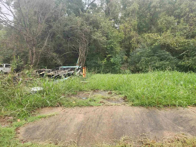 a backyard of a house with a yard and trampoline