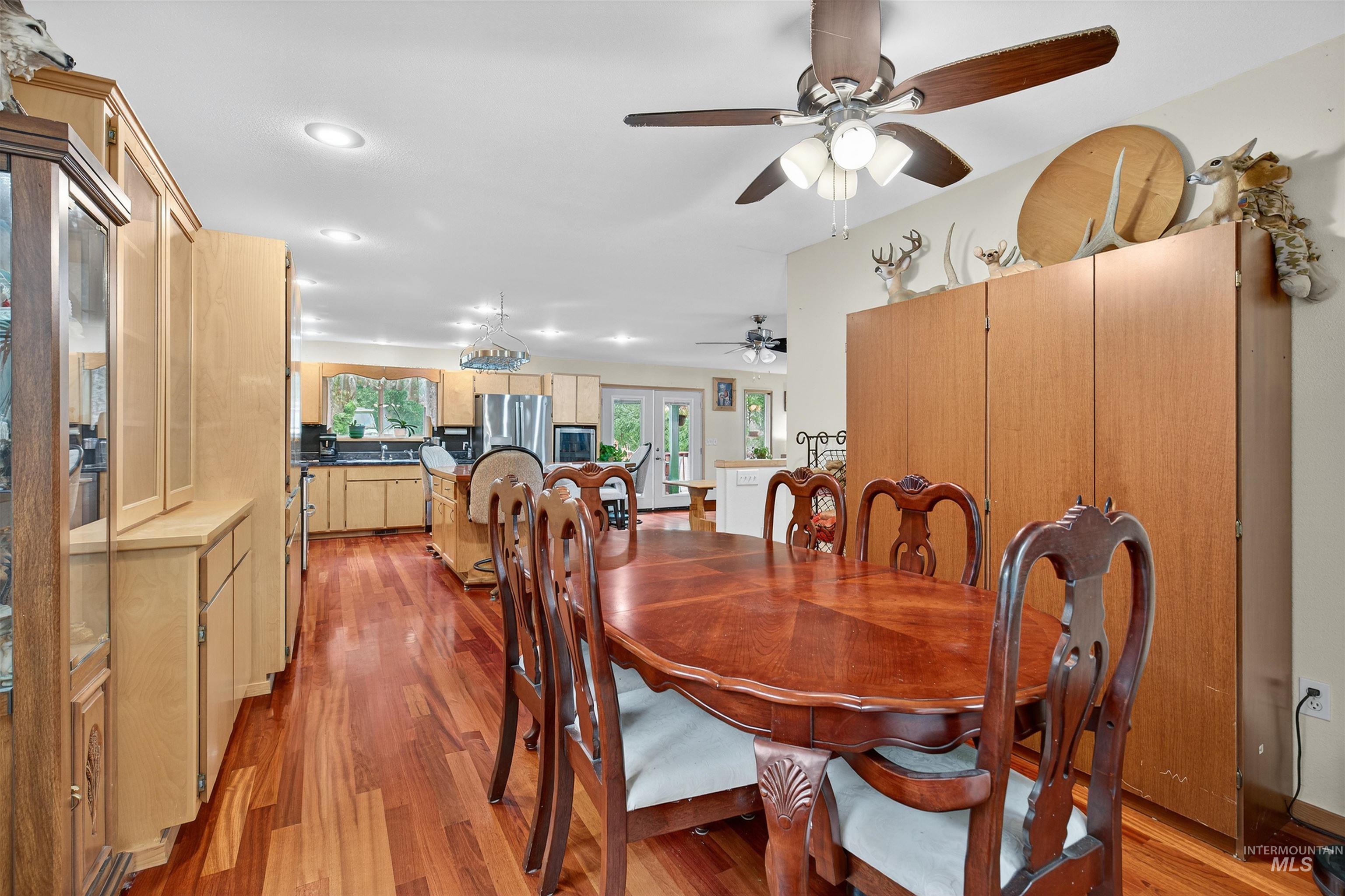 8385 Asotin Creek Road Asotin, WA 99402 - Photo 12 of 46 Dining space with light wood-style floors, recessed lighting, and ceiling fan