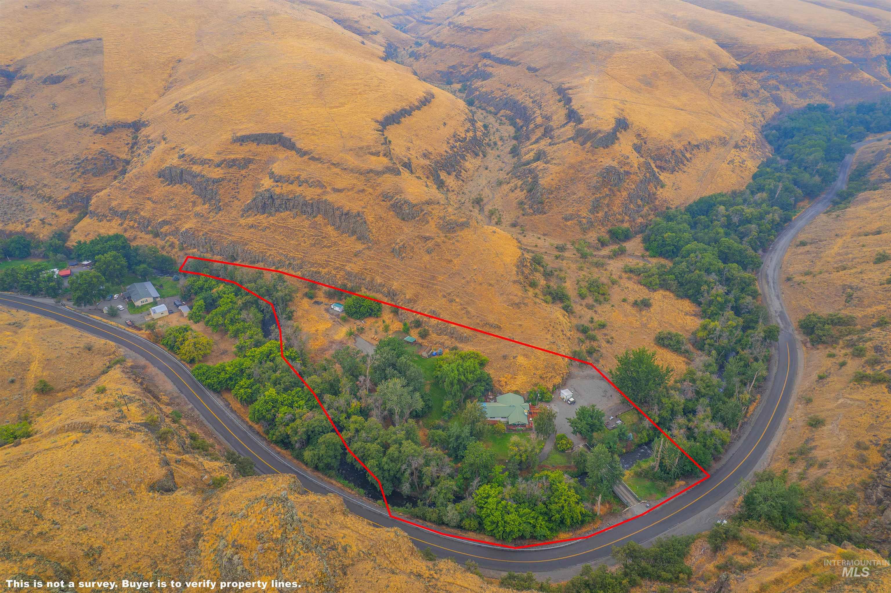 8385 Asotin Creek Road Asotin, WA 99402 - Photo 40 of 46 Aerial view of property's location with property parcel outlined