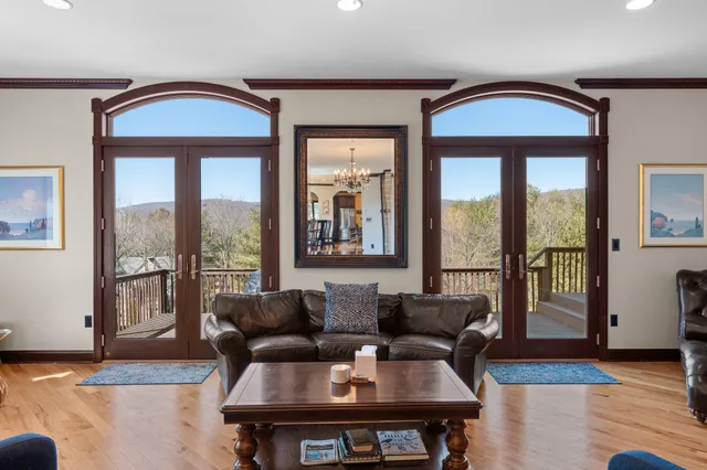 a living room with furniture and a couch