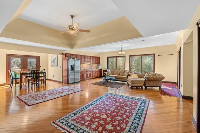 a bathroom with a sink and a large mirror