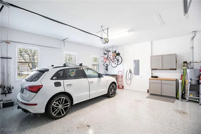 a car parked in a garage