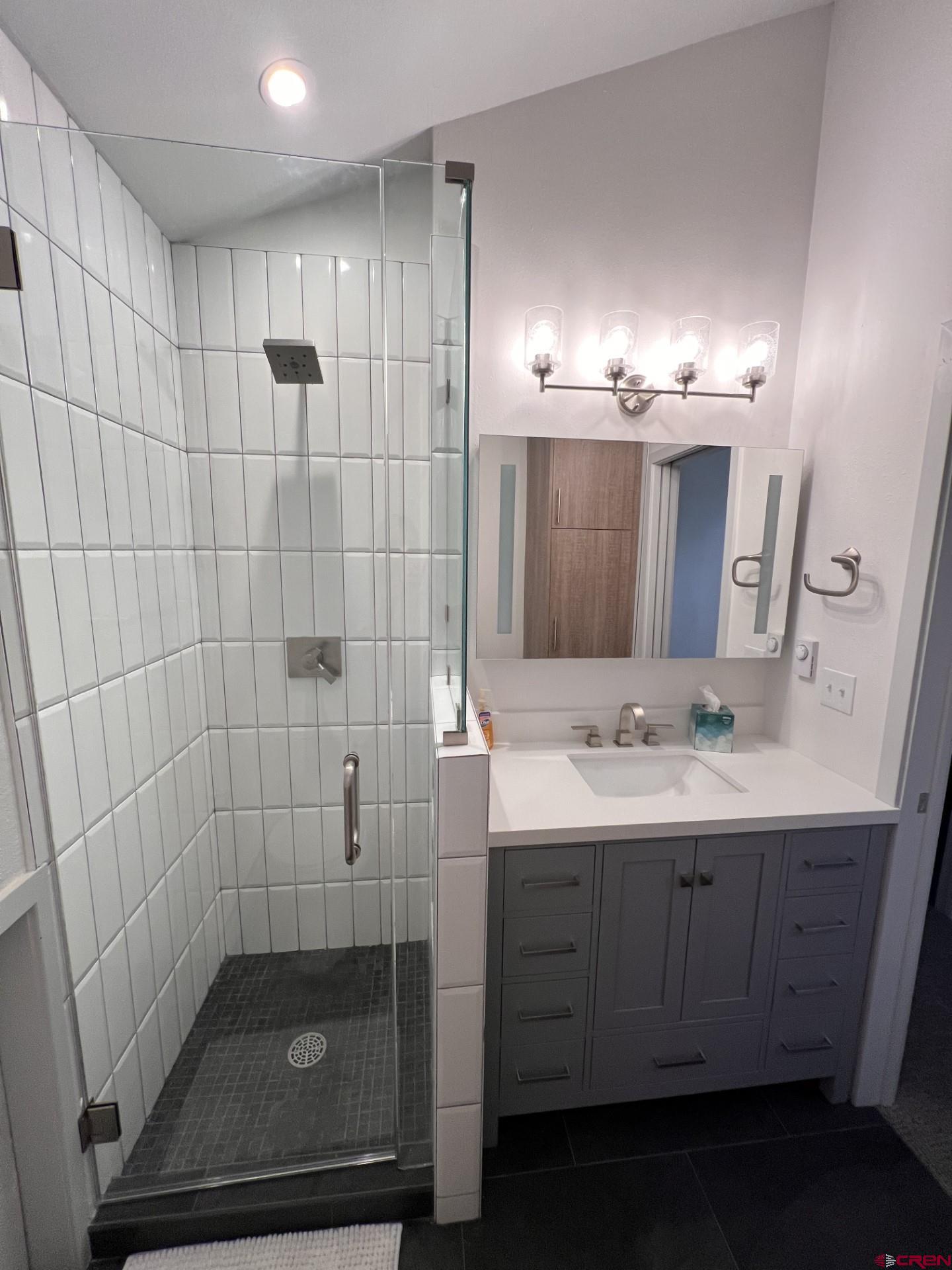 31 Crested Mountain Lane, Unit C2 Crested Butte, CO 81225 - Photo 15 of 25 a bathroom with a sink shower and a mirror