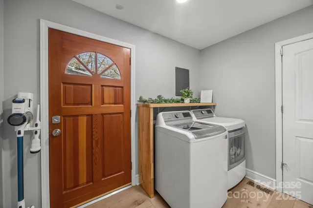 a utility room with dryer and washer