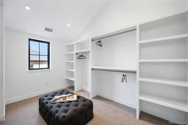 a room with table and closet