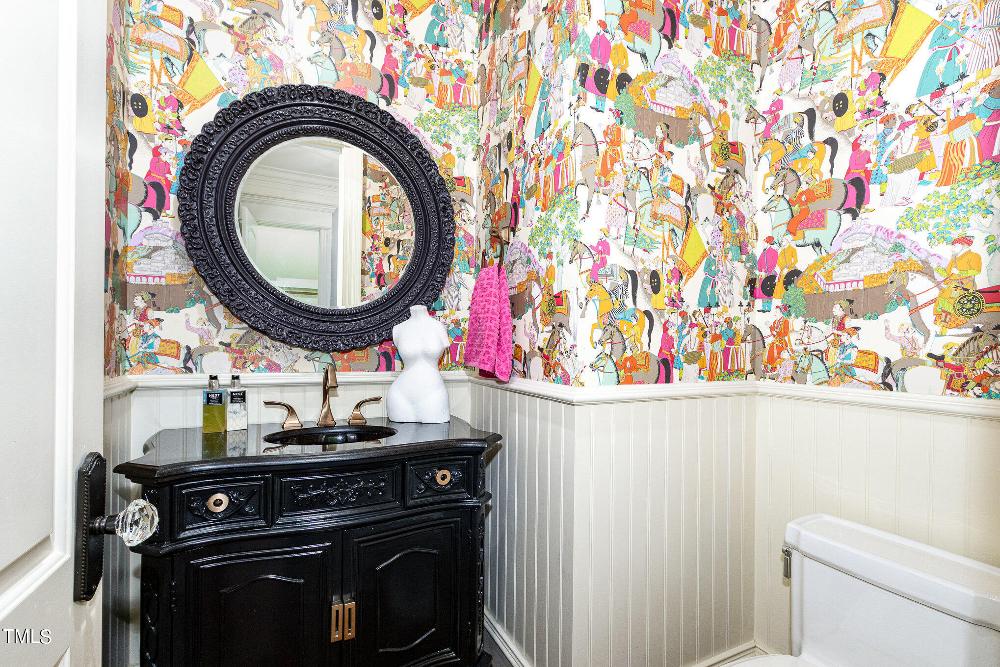 7814 Monument Lane Raleigh, NC 27615 - Photo 35 of 52 1st floor powder room with vanity cabinet, TOTO toilet