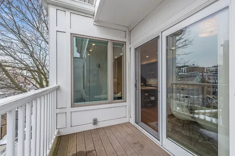 a view of a glass door with a glass door